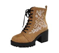 Boots for Women Ankle Casual Solid Color Fringe Booties Comfortable Flat Mid Cylinder Round Head Plus Size Western for Daily Wear