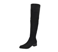 Boots for Women High Lined Winter Black Lace Up Chunky Heel Non Slip Warm Outdoor Comfortable Slip On Shoes for Work and Daily Wear