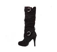 Boots for Women Knee High Stiletto Heel Mid Calf Boots Ladies Comfort Support Cushioned Stretch Panel Side Zip Lightweight Winter Classy Elegant Boot Heeled Pointed Toe Daily Shoes Sales Clearance