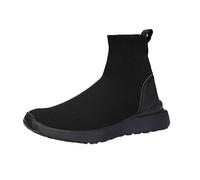 Boots for Women Lace Up Flying Woven Flat Shoes Loose Foot Socks Lightweight Women's Shoes Loose Foot Casual Ankle Boots (Black, 5)