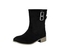 Boots For Women Mid Calf Buckle Walking Boots Low Heel Round Toe Thermal Winter Boot Anti-Slip Easier On & Off Slip On Boot Easy To Clean Comfortable Ladies Shoes Dog Walking Hiking Trekking