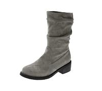 Boots For Women Mid Calf Retro Walking Boots Low Heel Round Toe Ladies Shoes Anti-Slip Easier On & Off Slip On Boot Thermal Comfortable Autumn Winter Boot Hiking, Yard Work Outdoor