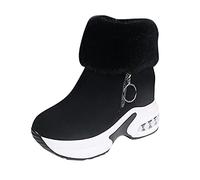 Boots for Women UK Ankle Boots for Women New British Style Boots Solid Color Thick Soled Short Boots with Plush Insulation and Inner Height Increasing Cotton Boots Fancy Dress Party Go Go Casual Boots