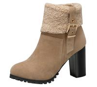 Boots for Women Uk Ankle Warm Boots Soft and Comfortable Can Adapt To The Cold and Harsh Environment Womens Lace Up Boots (Beige, 4.5)