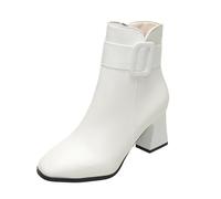 Boots for Women UK Classic Wide Calf Booties Low Chunky Lightweight Ladies Booties Knee High Heeled Shoes Cowboy Boots Women White
