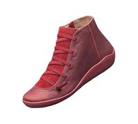 Boots for Women UK Comfortable Warm Round Toe Walking Booties Half-Height Zip-up Chunky Heel Shoes for Wedding Outside Dancing Boots Women UK Knee High Mid Heel Red
