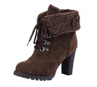Boots For Women Uk Heel, Winter Warm Anti-Slip Ankle Booties, Ladies Outdoor Fur Lined Snow Shoes, Fashion Retro Round Toe Thick Heel Shoes, Casual Party Shoes Booties, Christmas Gifts