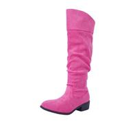 Boots for Women UK High Knee-High Round Toe Winter Booties Women's Thigh-High Boots Anti-Slip Waterproof Booties Thick-Soled Half Boot Autumn and Winter Shoes Outdoor Oversized Wellies