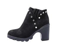 Boots for Women Uk Line Dancing Boots for Women Fashion Thick Bottom Chunky Heel Women's Boots Breathable Fashion Round Head Chunky Heel Women's Shoes Black Ankle Boots Size 5 Western Boots (Black, 4)