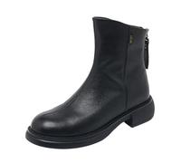 Boots For Women Uk Mid Calf Back Zip Walking Boots Low Heel Round Toe Chelsea Boot Water-Resistant Easy To Clean Thermal Winter Boot Easier On & Off Comfortable Pull On Booties