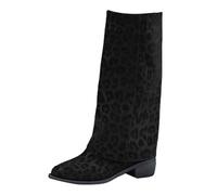 Boots For Women Uk Mid Calf Warm Walking Boots Chunky Heeled Pointed Toe Ladies Shoes Easier On & Off Slip On Booties Non Slip Easy To Clean Winter Boot Dog Walking Hiking Trekking