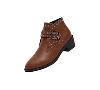 Boots for Women UK Retro Comfy Booties Low Chunky Heel Lightweight Ladies Booties Walking Waterproof Shoes Waterproof Hiking Boots Brown