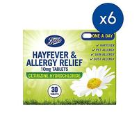 Boots Hayfever & Allergy Relief 10mg Tablets Cetirizine - 6 x 30 Tablets (6 Months Supply bundle)