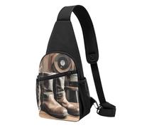 Boots in Front of Cask and Ropes Printed Sling Backpacks Casual Crossbody Shoulder Bag Chest Pack for Men Women