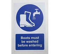 Boots must be washed before entering Safety sign - 3mm Aluminium sign 400mm x 300mm