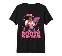 Boots On The Ground African American Breast Cancer Cowgirl Premium T-Shirt