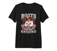 Boots On The Ground Cowboy Boots Black Cowgirl Western Premium T-Shirt