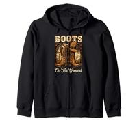 Boots On The Ground Cowboy Boots Rodeo Western Cowgirl Zip Hoodie