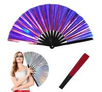 Boots on The Ground Fan,Clacking Largefold Fans,Large Holographic Folding Hand Fan Line Dance Popping,Holding Laser Colors Clap Fans for Performance,Dance,Wedding,Party (H)