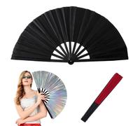 Boots on The Ground Fan,Clacking Largefold Fans,Large Holographic Folding Hand Fan Line Dance Popping,Holding Laser Colors Clap Fans for Performance,Dance,Wedding,Party (I)