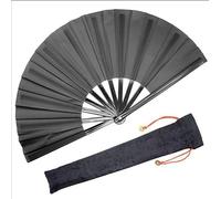 Boots on The Ground Fan,Large Holographic Folding Hand Fan, Clap Fans for Line Dancing,Foldable Craft Holding Laser Colors Hand Fan,Party,Dance Enthusiasts Gift with a Black Brocade Fan Cover(Black)