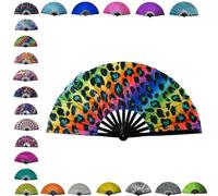 Boots on The Ground Fan,Large Holographic Folding, Iridescent Clack Hand Fan,Foldable Craft Holding Laser Colors Hand Fan for Line Dancing (C)