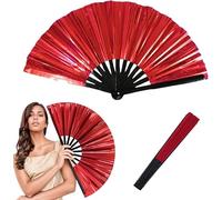 Boots on the Ground Fans, 2025 New Large Holographic Clapping Fans, Cowboy Popping Fans Hand for Line Dancing, Laser Colors Rave Fan Decorations for Disco Party Accessories Dance Enthusiasts Gift