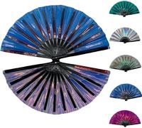 Boots on The Ground Fans, 2025 New Large Holographic Clapping Fans, Trail Ride Hand Pop Fans Hand for Line Dancing, Laser Colors Rave Fan Decorations for Disco Party Accessories Dance Enthusiasts
