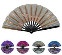 Boots on The Ground Fans for Line Dancing, 2025 New Holographic Hand Fan Foldable, Cowboy Popping Fans Accessories Rave Fan Rainbow Disco Party Decorations for Outdoor Events Dance Enthusiasts Gift