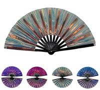 Boots on The Ground Fans for Line Dancing, 2025 New Holographic Hand Fan Foldable, Cowboy Popping Fans Accessories Rave Fan Rainbow Disco Party Decorations for Outdoor Events Dance Enthusiasts Gift