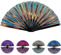 Boots on The Ground Fans for Line Dancing, 2025 New Holographic Hand Fan Foldable, Cowboy Popping Fans Accessories Rave Fan Rainbow Disco Party Decorations for Outdoor Events Dance Enthusiasts Gift