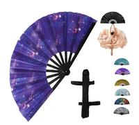 Boots On The Ground Hand Fan, Boots On The Ground Fans For Line Dancing, Holographic Folding Hand Fan for Line Dancing, Clack Fans with Laser Colors for Line Dancing (Purple)