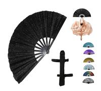 Boots On The Ground Hand Fan, Boots On The Ground Fans For Line Dancing, Holographic Folding Hand Fan for Line Dancing, Clack Fans with Laser Colors for Line Dancing (Black)