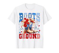 Boots on the Ground Line Dance Cowboy Boots 4th July Women T-Shirt