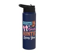 Boots Or Bows Auntie Loves You Stainless Steel Insulated Water Bottle