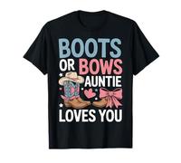 Boots Or Bows Auntie Loves You Western Baby Gender Reveal T-Shirt