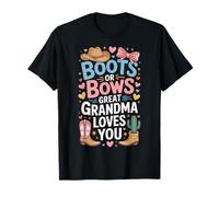 Boots Or Bows Family Reveal Great Grandma Loves You Western T-Shirt