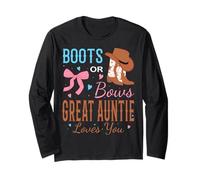 Boots Or Bows Great Auntie Loves You Gender Reveal Party Long Sleeve T-Shirt