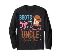 Boots Or Bows Uncle Loves You Gender Reveal Party Long Sleeve T-Shirt