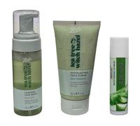 Boots Tea Tree & Witch Hazel Exfoliating Face Scrub Look Smooth 150ML And Day care Foaming Face Wash 150ML With Free Aloe Vera Lip Balm