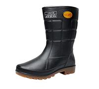 Boots with No Laces Slip Black PVC Adult Outdoor Work Rubber Boots (Black, 5.5)
