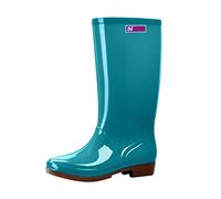 Boots Women Boots Ladies Rain Shoes High- Rubber Rain Women's Boots (Blue, 6)