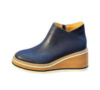 Boots Women Wedge Ankle Boots UK Clearance, Ladies Platform Shoes Classic Work Shoes Retro Thick-soled Shoes Casual Combat Boot Zipper Fashion Booties Comfortable Pull On Faux Suede High Heel Boot