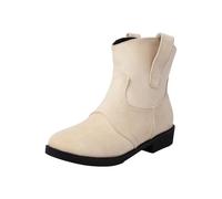 Boots Women's Fashionable Ankle Boots Short Shaft Booties Non-Slip Winter Boots Casual Shoes Ankle Boots Low Boots Shoes Mid Calf Boot Ankle Boot Short Autumn Breathable Sock Boots, beige, 6 UK