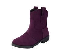 Boots Women's Fashionable Ankle Boots Short Shaft Booties Non-Slip Winter Boots Casual Shoes Ankle Boots Low Boots Shoes Mid Calf Boot Ankle Boot Short Autumn Breathable Sock Boots, purple, 6 UK