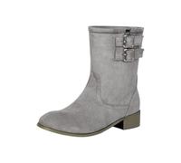 Boots Women's Fashionable Ankle Boots Short Shaft Booties Women Wide Ankle Boots Non-Slip Winter Boots Casual Shoes Ankle Boots Mid Calf Boot Ankle Short Autumn Breathable Sock Boots, gray, 9 UK