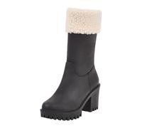 Boots Women's Mid Calf Boots Fashionable Padded Warm Snow Boots for Women with Side Zip and Thick Heel, Higher, Chunky Shaft to Mid-Calf Wellington Boots 1119, black, 8.5 UK
