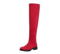 Boots Women's Mid Calf Boots Overknee Boots for Women with Platform Sole, Above the Knee, High Block Heel, Fashionable Western Boots, red, 4 UK
