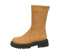 Boots Women's Mid Calf Boots Women's Boots with Fashionable Sleeves, Thick Sole, Round Toe, Zip on the Back, Plain, Simple, Classic, Mid-Rise Wellington Boots, Short Women, yellow, 8 UK