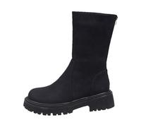 Boots Women's Mid Calf Boots Women's Boots with Fashionable Sleeves, Thick Sole, Round Toe, Zip on the Back, Plain, Simple, Classic, Mid-Rise Wellington Boots, Short Women, black, 8 UK